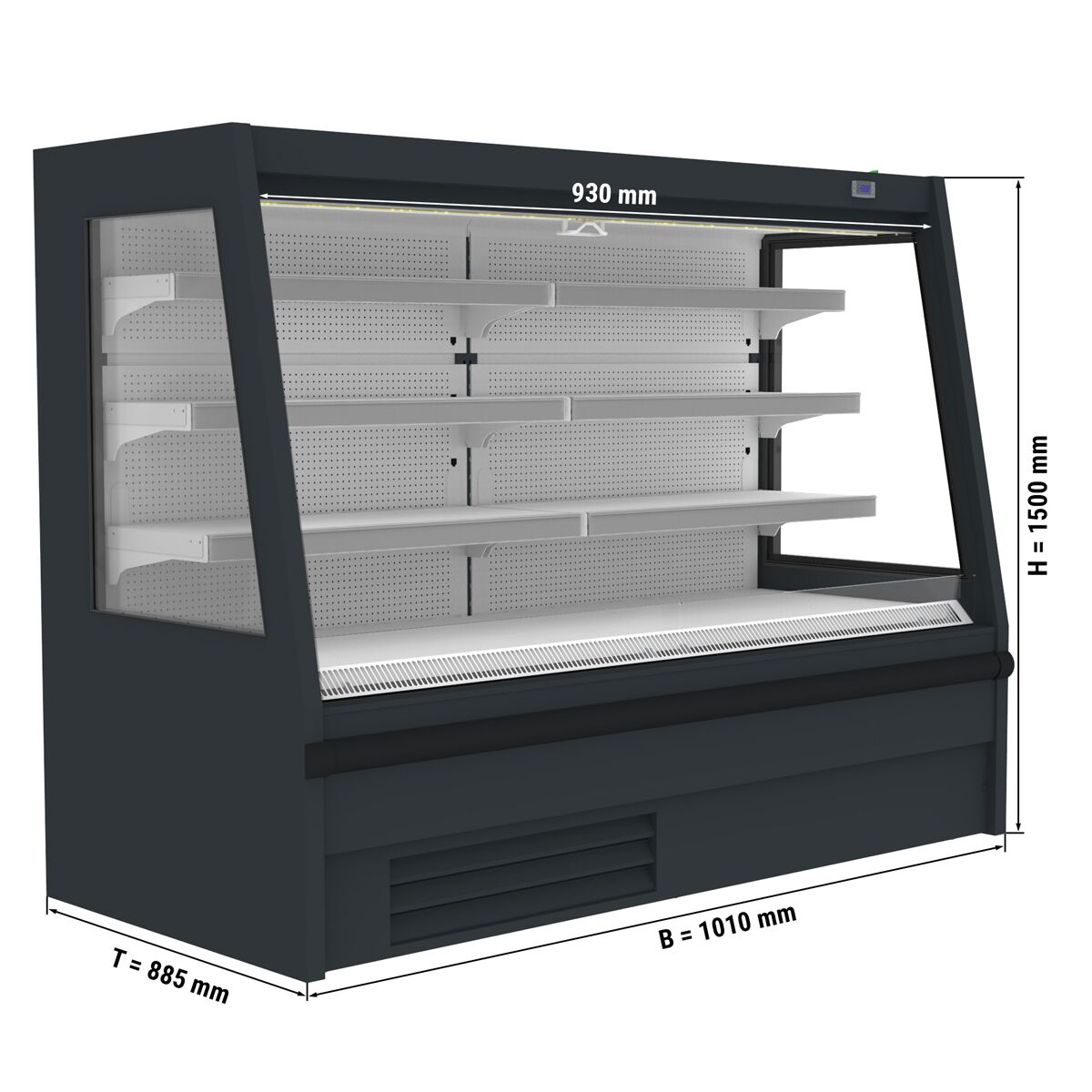 Vitrine murale réfrigérée - Libre-service - 1018mm - 269L - avec 3 étagères - avec rideau de nuit