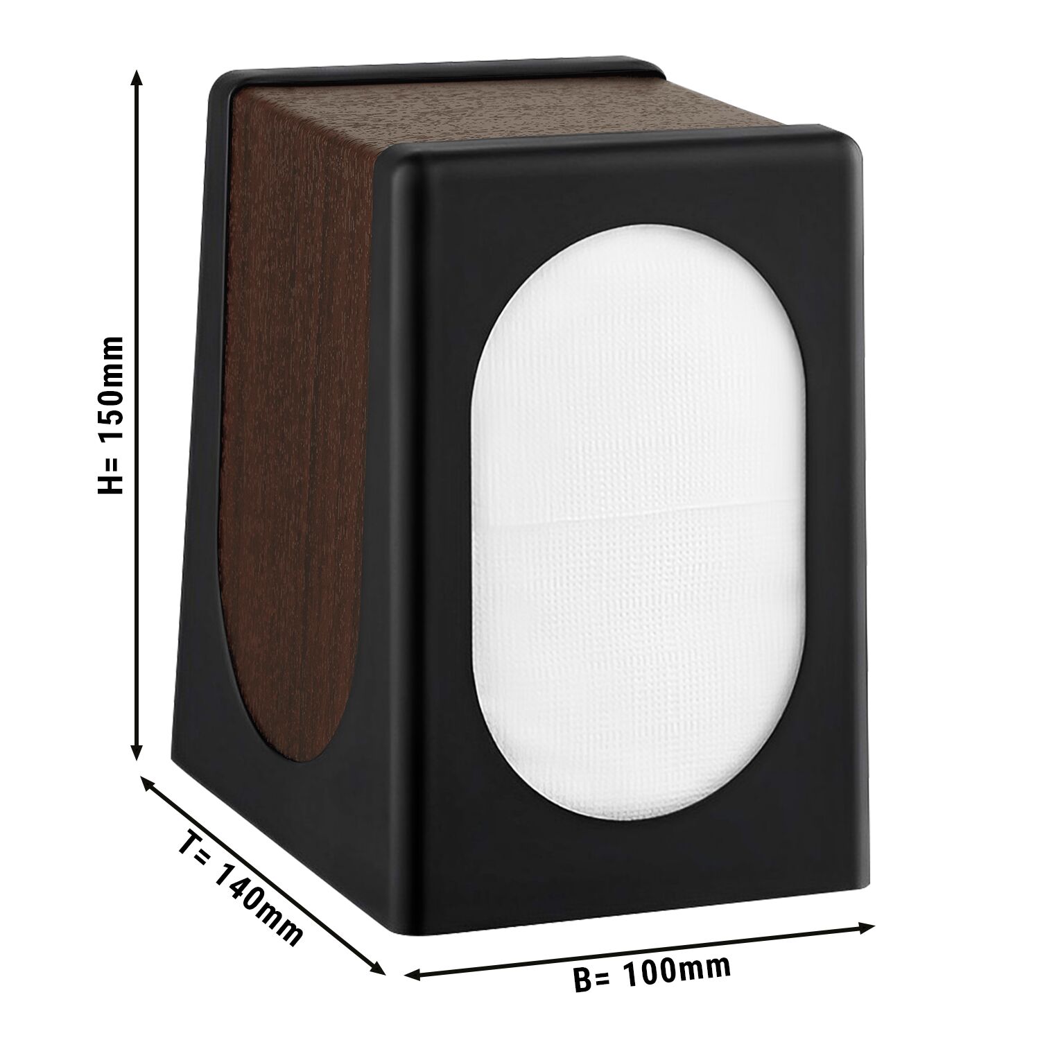 Distributeur de serviettes - ABS - 100x135x150mm - Noir/Marron