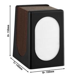 Zásobník na ubrousky - ABS plast - 100x135x150 mm - černá/hnědá