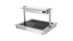 Piano caldo da incasso in acciaio inox con piano in vetro temperato - 810mm - 2x GN 1/1 - 0,9kW - con copertura parafiato in vetro