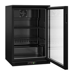 Botellero refrigerado - 600mm - 126 litros - con 1 puerta batiente de vidrio - Exterior e interior en negro