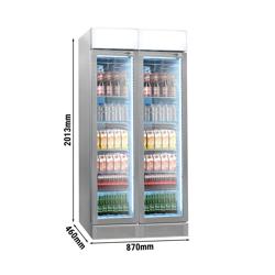 (2 pieces) Commercial Beverage Display Fridge PREMIUM - Frameless - 290 L (Combined) - 2 Glass Doors & Advertising Display