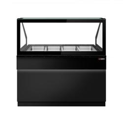 Vitrine quente de balcão TORONTO - 1500mm - frente preta - para 4x GN 1/1 - tampo em granito preto