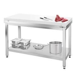 Stainless steel worktable PREMIUM - 1400x800mm - with undershelf without upstand incl. cutting board