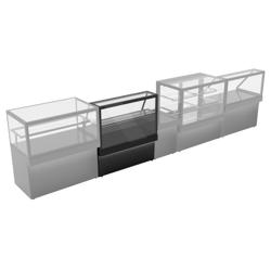 Présentoir à pain TORONTO - 1800x800mm - Façade noire - 1 étagère en verre - Éclairage LED
