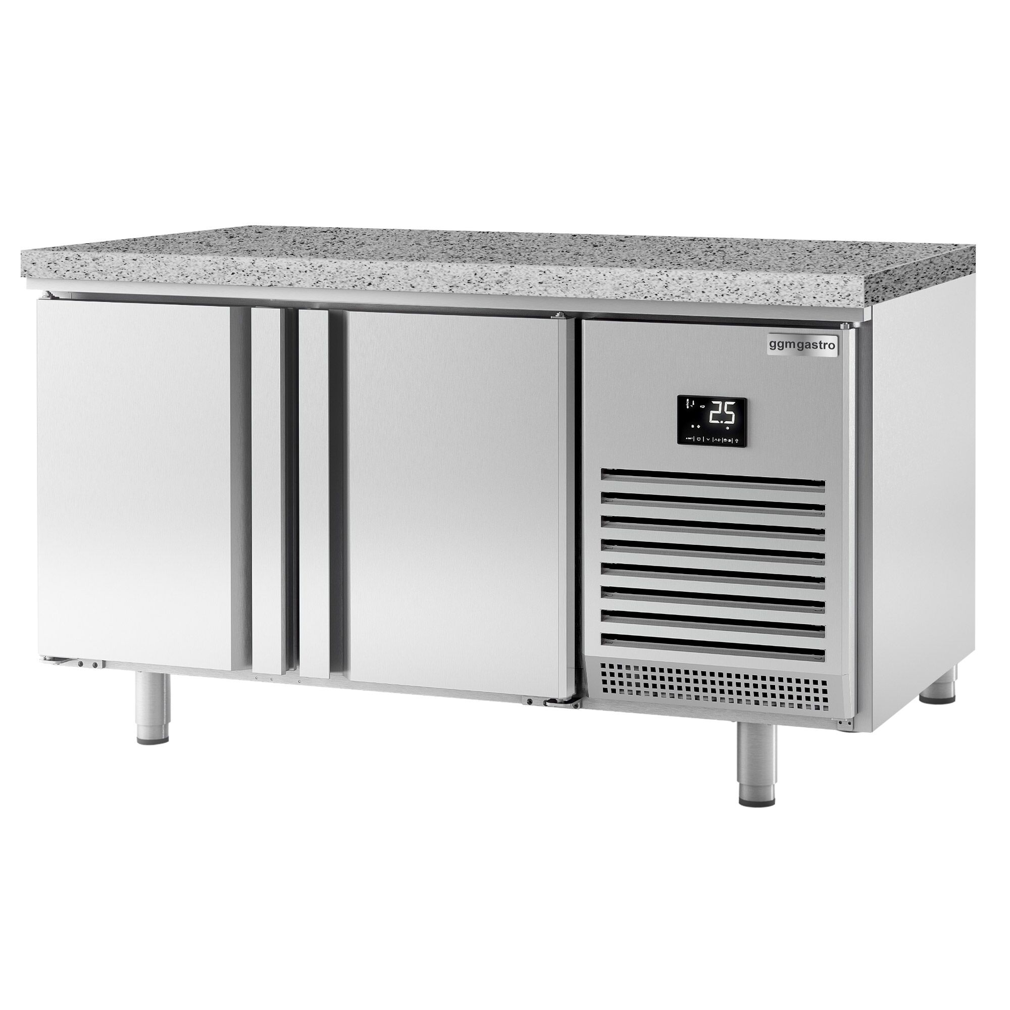 Table réfrigérée de boulangerie PREMIUM PLUS - 1618x800 mm - avec 2 portes & plan de travail en granit
