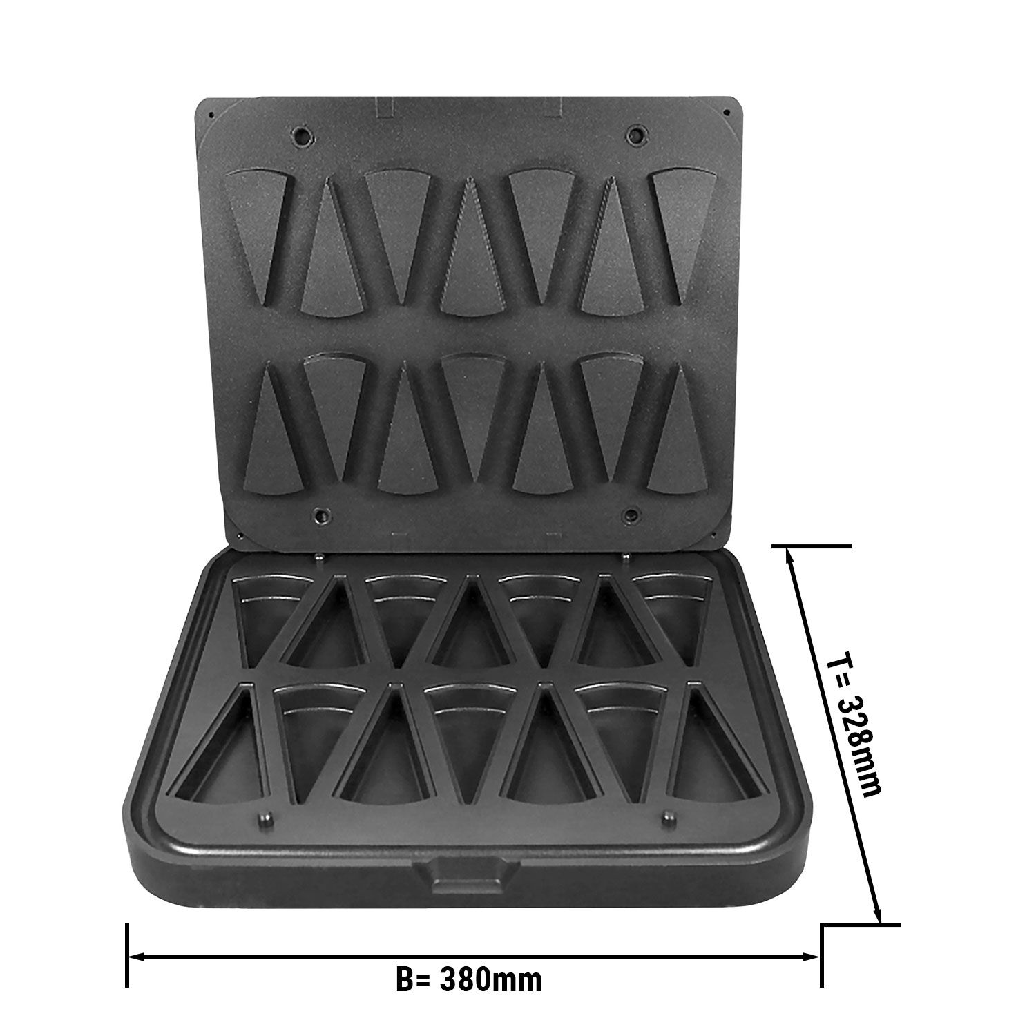 Plaques pour machine à tartelettes TMNP - Forme de tartelette : part de gâteau - 110 x 60 mm - pour 14 tartelettes