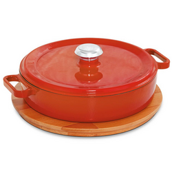 Gietijzeren braadpan - Ø 240mm - plat - Oranje