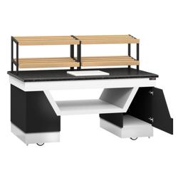 Commercial bread display rack - BELFAST - 2000 mm - with castors - black granite worktop