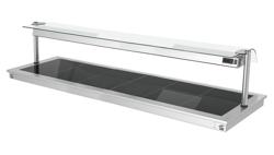 Inbouw warmhoudplaat RVS - met glazen oppervlak - 2100mm - 6x GN 1/1 - 2,7 kW - met glazen hoestscherm