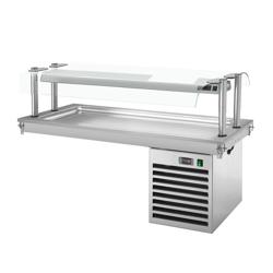 Einbau Kühlplatte - 1500mm - +2 bis +8 °C - 4x GN 1/1 - 450 Watt - mit Glas-Hustenschutz