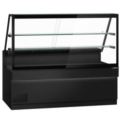 Soğuk Teşhir Dolabı TORONTO - 2000x880mm - 2 raflı cam üst tabla - çift cam - LED aydınlatma - granit çalışma tezgahı - ön panel siyah mat