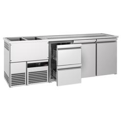 Balcão frigorífico para cerveja PREMIUM - 2500x700mm - 2 portas & 2 gavetas