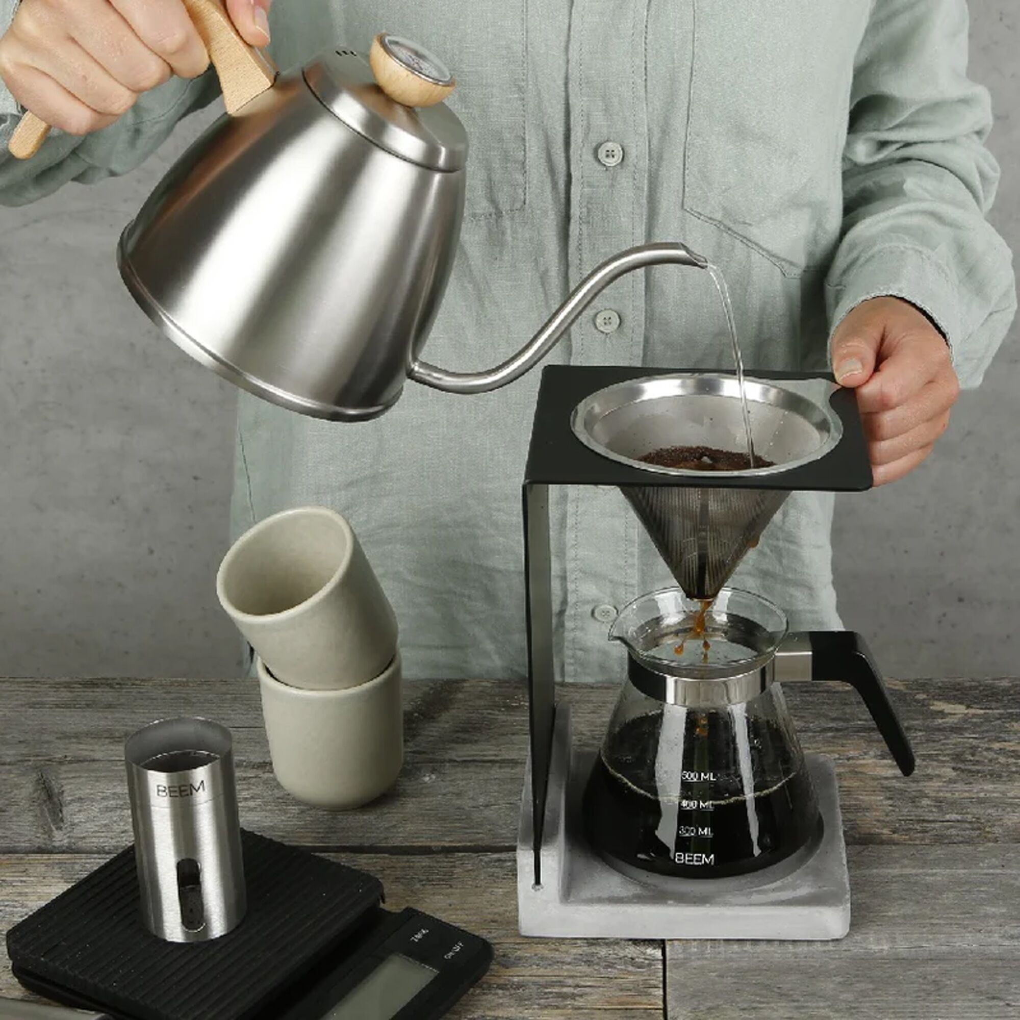 BEEM | POUR OVEN - Ensemble de cafetière - Béton - 0,5 Litres