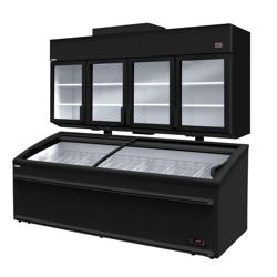 Vägghängd kyl/fryshylla - 2500 mm - med LED-belysning - inklusive frysö