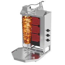 Grelhador de Kebab elétrica - 3 queimadores - de bancada - motor superior - máx. 40kg - incl. 2 portas articuladas para kebab