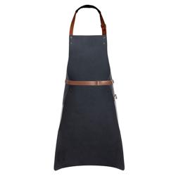 (6 piezas) Karlowsky - delantal de cuero con pechera - negro