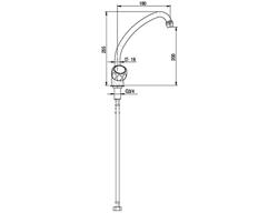 Torneira misturadora de um furo 11000 - com bica giratória 360° & monocomando - ligação 1/2" - 140x215x255mm
