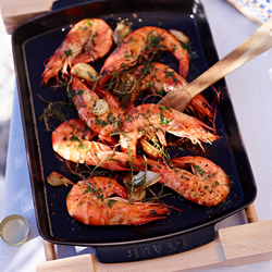 STAUB | SERVING - Farfurie cu bază din lemn - 330x220mm - Fonta - Negru