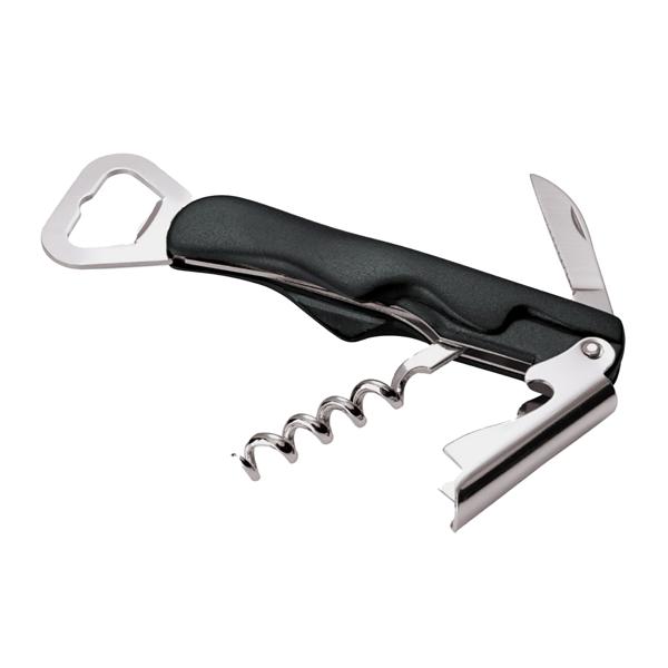 (6 pieces) Waiter's knife corkscrew & bottle opener – Black - Stainless Steel - Foil Cutter