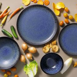(6 uds) TAMA - Plato hondo - Gres/Stoneware - Ø220mm - Azul
