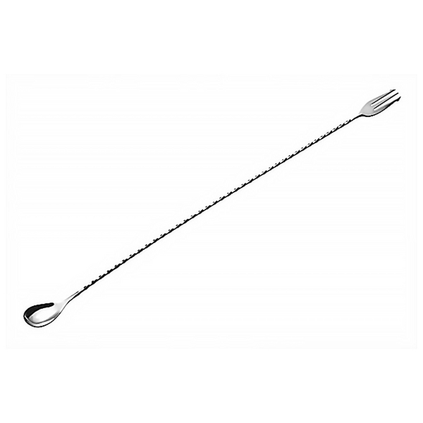 (6 pieces) Bar spoon/fork - stainless steel - with twisted handle - length 500mm