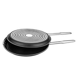 Padella doppia - bordo alto - 1 manico - Alluminio - spessore 2,5mm - Ø 320mm - Altezza: 60mm - Antiaderente