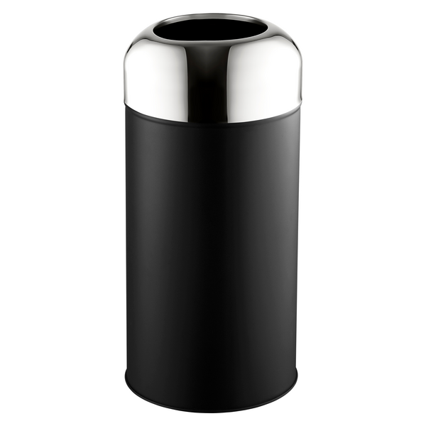 Papelera Interior y Exterior - 40 Litros - Negro/Cromo