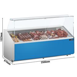 Koeltoonbank - 2506x979mm - 512 liter - front hellblauw - rechte ruit