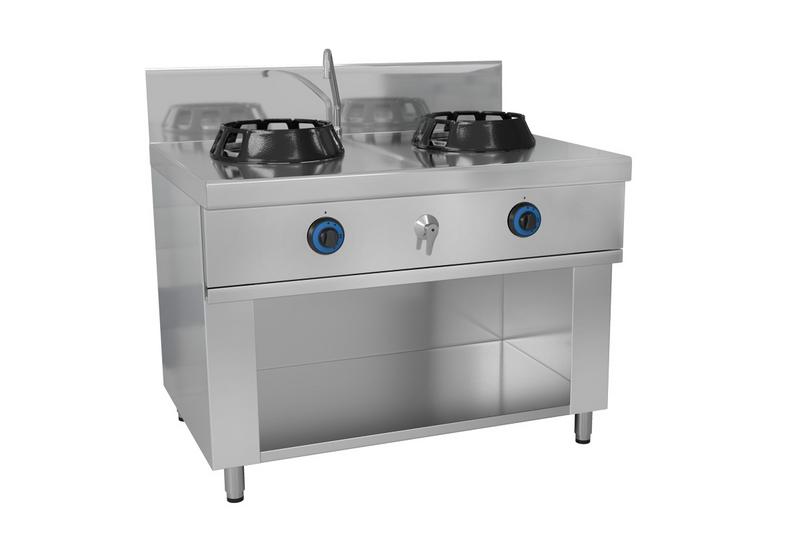Plinski wok štednjak - 28 kW - 2 plamenika - Uključujući 1 mini vodeni stupac