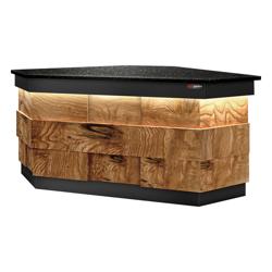 Corner Till Counter TORONTO - 1569mm - Wood-effect front panel - Black granite worktop - Matt black finish - Stainless steel body