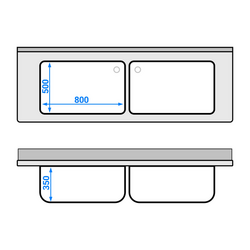 یونیت کابینتدار شستشوی قابلمه - 2000*700 میلیمتر - دو سینک