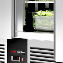 Commercial Saladette Counter PREMIUM - 903mm - 240L - 2 doors - open top for 2 x GN 1/1 & 3 x GN 1/6 & stainless steel hinged lid