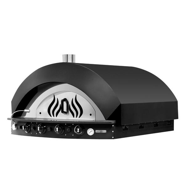 Forno a gas per pizza - 1270x1476mm - 9 pizze Ø25cm - fino a 400°C - Meccanico - Nero