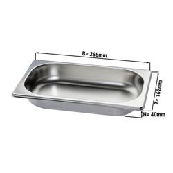 Stainless Steel Gastronorm Pan GN 1/4 – Depth 40 mm - 161 x 264 mm