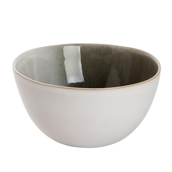 (6 pcs) Dessert Bowl - Nordic - Stoneware - 900ml - round - Ø 150mm - Green/White