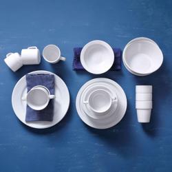 (6 pieces) Porcelain Soup Cup – 300 ml - White - Stackable - With Handle