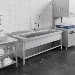 RVS spoeltafel ECO - 1800x700mm - met onderblad - met 1 spoelbak