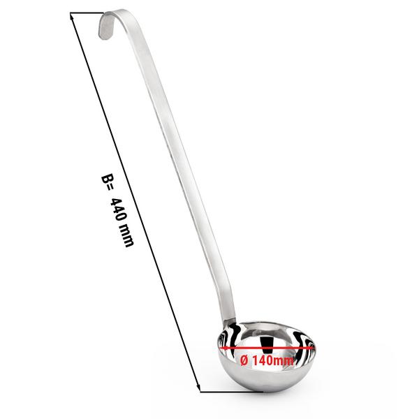 (4 pz) Mestolo - Ø 140mm - Lunghezza: 440mm - acciaio inox