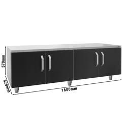 Edelstahl Unterbau - 1600mm - 4 Türen - Schwarz