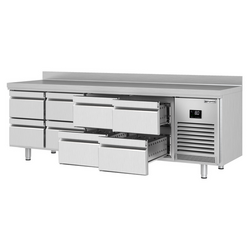 Koelwerkbank Premium PLUS - 2452x700mm - 8 laden & achterwand