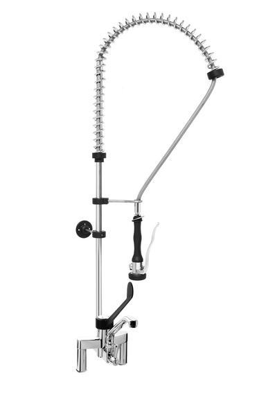 Tweegats voorspoeldouche 4000 PREMIUM PLUS - met wandmontage, 2-knops, zwanenhals, 1/2" (G1/2) & 3/4" aansluiting, sproeier/handdouche, muurstang/haak, verbeterde materialen & handvat - 1170mm