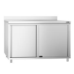 Mesa armario inox PREMIUM - 1200x700mm - con estante intermedio & con peto