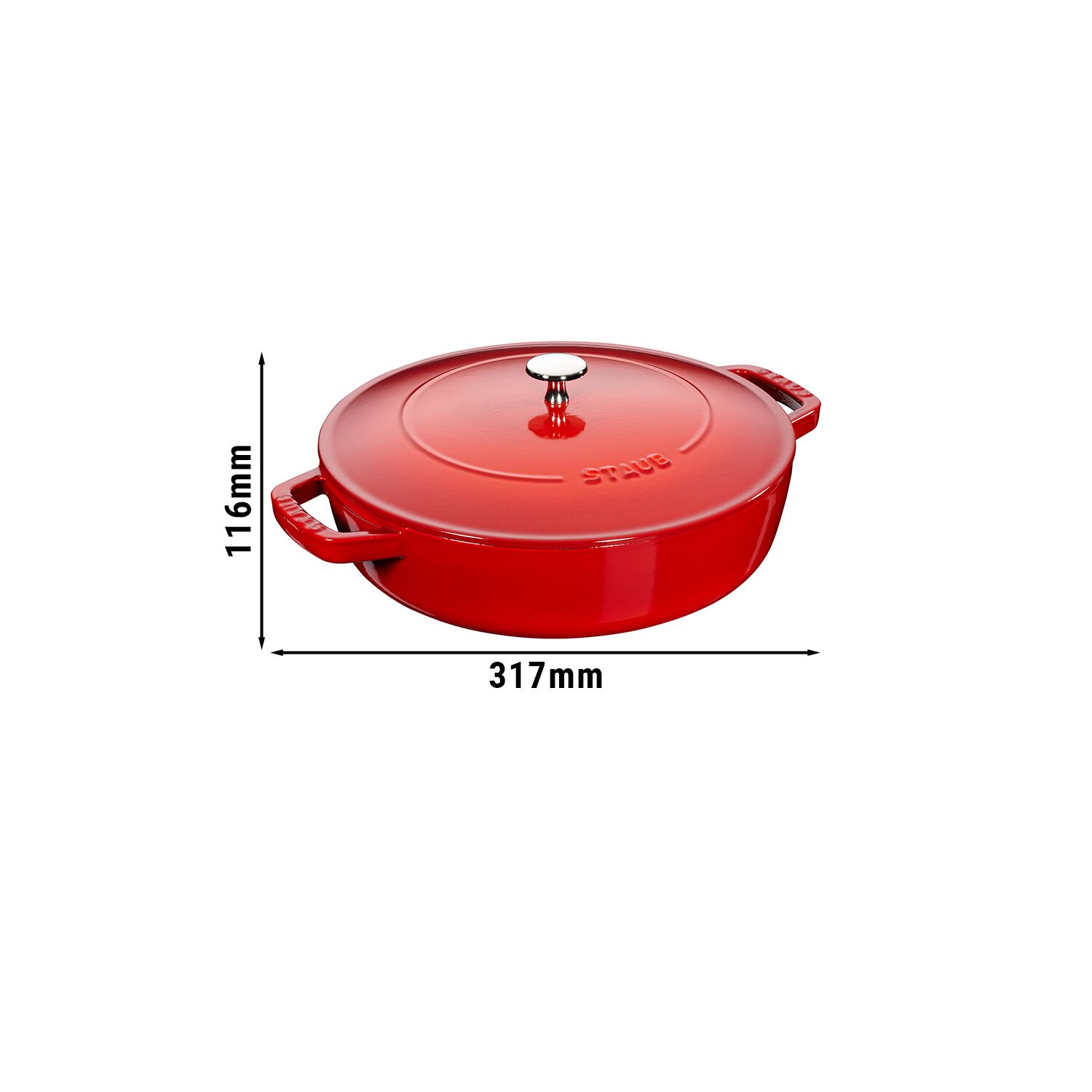 STAUB | BRAISERS - Cocotte avec Chistera Drop-Structure - 240mm - Fonte - Rouge cerise