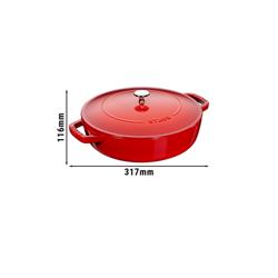 STAUB | BRAISERS - Brasiera con struttura a goccia Chistera - 240 mm - Ghisa - Rosso ciliegia