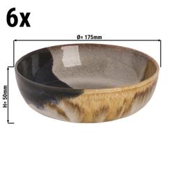 (6 stuks) AQUAREL - diep bord - rond - steengoed - Ø175mm - beige/blauw