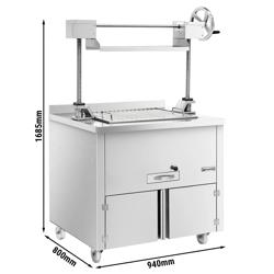 Grill na węgiel drzewny - 800 mm - z podnośnikiem & 2 szufladami	