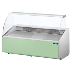 Banco gastronomia professionale - 1881x979mm - Vetro dritto - 387 L - Colore Grigio scuro - Pannello frontale Verde chiaro