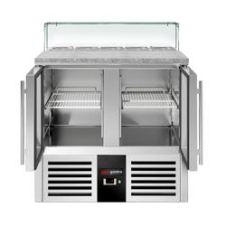 Saladette PREMIUM - 900mm - 2 glazen deuren - met rechte glazen opzetvitrine voor 5x GN 1/6