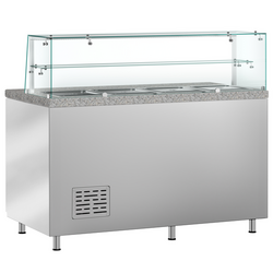 Saladette PREMIUM - 1515mm - 2 deuren - met glazen opzetstuk voor 4x GN 1/1 & 1 plank